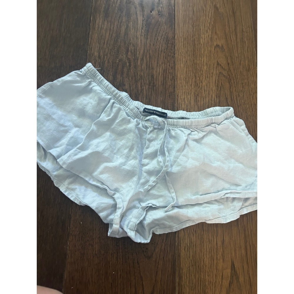 Brandy Melville Light Blue Linen Blend Lounge Shorts Elastic Waist One Size
